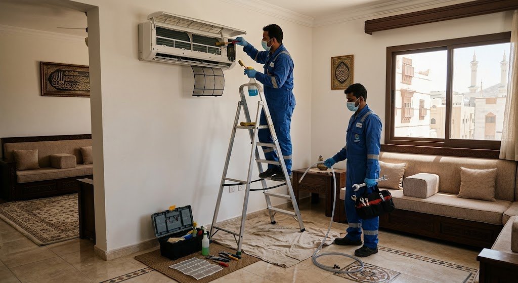 شركة غسيل مكيفات بمكة لخدمات تنظيف احترافية وتبريد مثالي